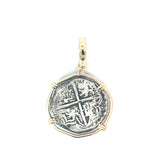 14k Two Tone Medium Coin Frame Atocha Copy Pendant